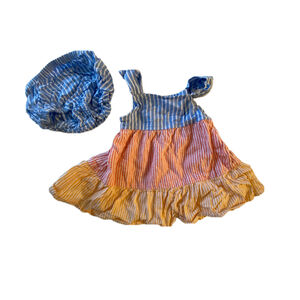 Joe Fresh Baby Dress and bloomer set 3-6m Blue Orange and pink
